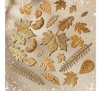 Thyle 24 Pcs Christmas Brass Leaves Tree Ornaments Gold Leaves Decorations Metal Hanging Decor Golden Leafy Brass Ornaments for Christmas Tree Wreath Garland Birthday Wedding Hoilday Party Supply