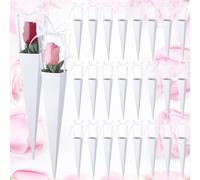 Thyle 24 Pcs Flower Bags Single Rose Sleeves DIY Floral Wrapping Paper Single Rose Flower Bouquet Bag Floral Gift for International Women's Mother's Day Wedding Arrangement Supply(White)