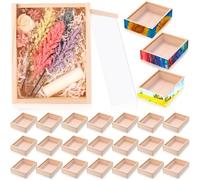 Thyle 24 Pcs Unfinished Wood Boxes, Small Rectangle Crates Wooden Box with Lid for DIY Birthday Party Favor Gift Supplies (6.3 x 4.9 x 1.8 Inch)