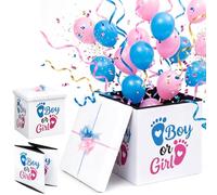 Thyle 24in Heavy Duty Jumbo Gender Reveal Gift Box Kit with Oversized Box Giant Pull Bows for Gender Reveal Games Baby Shower Birthday Party Decor
