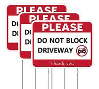 Thyle 3 Pcs 17 x 13 Inch No Parking Signs Do Not Block Driveway Sign Corrugated Plastic Double Sided No Trucks in Driveway Sign with 6 Tall Stands for Outdoor Vehicle Safety Supplies (Red)