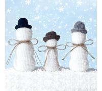 Thyle 3 Pcs Winter Snowman Crochet Kit Farmhouse Knitted Snowman Dolls Rustic Tabletop Decoration for Christmas Table Centerpiece Desktop Birthday Holiday Gifts Party Tiered Tray Home Fireplace Mantel