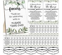 Thyle 50 Set Baby Shower Party Games Favors for Guests 50 Adjustable Heart Wish Bracelet 50 Message from the Bump Card 1 Wooden Baby Shower Game Sign Decor for Guest Return Gifts(Greenery)