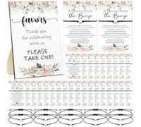 Thyle 50 Set Baby Shower Party Games Favors for Guests 50 Adjustable Heart Wish Bracelet 50 Message from the Bump Card 1 Wooden Baby Shower Game Sign Decor for Guest Return Gifts(Floral)