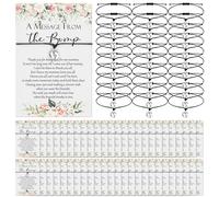 Thyle 50 Set Flower Baby Shower Favors for Guests Adjustable Bracelets with Message from the Bump Card Footprints Charm Baby Shower Bracelets for Gender Reveal Thank You Gifts