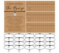 Thyle 50 Set Kraft Baby Shower Favors for Guests Adjustable Bracelets with Message from The Bump Card Footprints Charm Baby Shower Bracelets for Gender Reveal Thank You Gifts