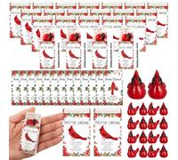 Thyle 50 Set Mini Resin Red Cardinal Bird Figurines Employee Appreciation Gifts Bulk Including Resin Red Cardinal, Mini Box, Positive Cards and Fake Snowflake for Xmas Positive Gifts