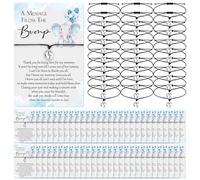 Thyle 50 Sets Baby Shower Favors for Guests 50 Adjustable Bracelets with 50 Message from the Bump Card Footprints Charm Baby Shower Bracelets for Gender Reveal Thank You Gifts (Blue Elephant)