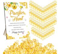 Thyle 51 Pcs Mini Pacifier Baby Shower Game Sign Sweet As Can Bee Decor Yellow Bee Theme Hunt Include Wooden Hunt Sign and 50 Acrylic Pacifier for Honey Party Baby Shower Game Gender Reveal Decor