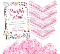 Thyle 51 Pcs Wildflower Pacifier Hunt Baby Shower Games Include Baby Pacifier Hunt Sign and 50 Acrylic Baby Pacifiers Delicate Baby Pacifiers for Baby Shower Game Gift Sets Gender Reveal