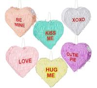 Thyle 6 Pcs Valentine's Day Mini Heart piñata Pastel Conversation piñata Wedding Supplies Bridal Shower Valentine's Day Gift Lover Theme Decor Romantic Heart for Weddings Anniversaries Party Favors