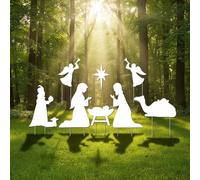 Thyle 8 Pack Large Outdoor Holy Nativity Scene Set - Christmas Angel Yard Signs with Stakes Xmas Nativity Religious Scenes Yard Sign Decor for Lawn Pathway Walkway Garden Outdoor Christmas Decoration