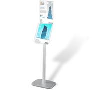 Thyle Advertising Brochure Stand Displays 8.5x11 Inch Paper Area Landscape Free Standing Literature Document Brochure Holder Silver Anodized Aluminum Body and Acrylic Shelf