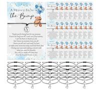 Thyle Baby Shower Favors for Guests Adjustable Bracelets with Message from the Bump Card Footprints Charm Baby Shower Bracelets for Gender Reveal Thank You Gifts(25 Set,Blue Bear)