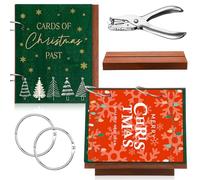 Thyle Christmas Card Organizer Cards of Christmas Past Holder 6 x 8 Wood Holiday Album Keeper Organizer Book Binder Keepsake for Holiday Greeting Storage Gift (Green Snowflake)