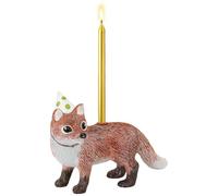 Thyle Fox Cake Candle Holders 2.8 Inch with Birthday Candle Fox Birthday Party Supplies Cake Candlestick Holders Mini Cute Dessert Topper Stand Candlestick for Baby Shower Party Decor
