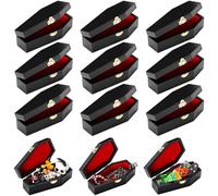 Thyle Mini Wood Coffin Box 6 Inch Unfinished, Black and Red, 9 Pcs