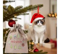 Thyle Ragdoll Cat Christmas Ornament and Small Burlap Bags for Tree Ornament Realistic 2D Plus 5'' Acrylic Double-Sided Printed Cute 2025 Cat Gifts for Christmas Tree Xmas Holiday Hanging Decor