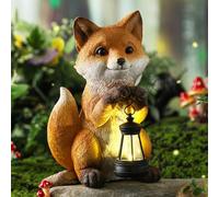 Thyle Solar Power Fox Statue for Garden Decor with Lantern Garden Statue for Outdoor Patio Porch Lawn Yard Fox Sculpture Christmas Gardening Gifts for Women Mom Grandma Oudside Indoor Shelf Decoration