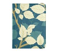 Thyme Leaf Beige Teal Leather Passport Holders for travel Travel Documents Organizer Protector Passport Holder for women Waterproof