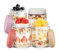 Thyme Space Overnight Oats Jars, 4 pack 500ml/16 oz Overnight Oatmeal Container with Lid for Homemade Yogurt Oatmeal Salad Jam Pudding
