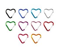 Thyonta 10 Pcs Carabiner Clip - Heart-Shaped Aluminum Carabiner Clip Mini Climbing Hook for Keychains Camping Fishing Mountains Climbing Hiking Travel (Multicolor)