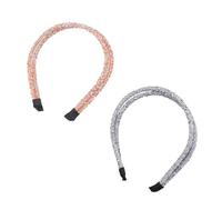 Thyonta 2 PCS Luxury Double Rhinestone Headbands Set, Imitation Diamond Hair Accessories for Women, Perfect for Parties, Weddings, and Everyday Glam(Champagne & Silver)