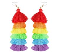 Thyonta 2 PCS Rainbow Earrings - 1 Pair Tassel Earrings Lesbian Gay Dangle Earrings for Girls Guys Birthday Party Favors Girls Earring Anniversary Costume Jewelry