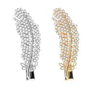 Thyonta 2PCS Crystal Shaped Hair Clip Korean Simple Fashion Diamond Encrusted Ponytail Clip Headbands for Women and Girls(Silver, Gold)