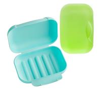 Thyonta 2PCS Leak-Proof Soap Box with Latch Portable Waterproof Sealed Storage Box with Lid Suitable for Suitcase Handbag Traveling（Blue & Green）