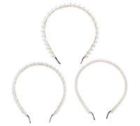Thyonta 3 Pcs Faux Pearl Headband Set - Delicate & Versatile Design - Suitable for Wedding & Party - Women-Adults