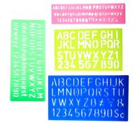 Thyonta 4-Piece Alphabet Letter Stencils - Plastic Number Stencils with Ruler Guide Lines for Learning, Painting, Scrapbooking, DIY