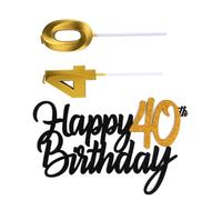 Thyonta 40th Birthday Cake Topper - Personalised Cake Decorations With Birthday Candle for Party Celebration
