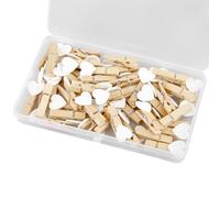 Thyonta 50 Pcs Heart-Shaped Wooden Clips - Lightweight and Stylish Cute Photo Frame Clips Note Holders Bookmark Clips Picture Hanging Holder Party Decor(Multicolor)