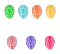 Thyonta 7PCS Easter Beehive Eggs Paper Egg Shaped Honeycomb Ball Pendant Decoration for Kindergarten Shopping Mall Window Festivals