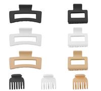 Thyonta 9 Pcs Small Hair Claw Clip Set Square Hair Clips Cute and Durable No Slip Hair Clamps Thin Various Hairstyles Accessories for Women Girls (Brown)