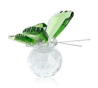 Thyonta Crystal Flying Butterfly Critter Home Decorations Desktop Small Ornaments White Crystal Butterfly Statue Birthday Gift (Green)