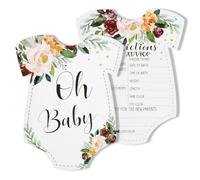 Thyonta Gender Reveal Game Card 20PCS Baby Shower Games Prediction Cards Decorations Advice Card for Baby Welcome Party(Flower)