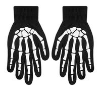 Thyonta Halloween Glow-in-the-Dark Bone Gloves Winter Warm Knitted Skull Ghost Claw Gloves Suitable for Festival Party COSPLAY Decoration DIY（Kids）