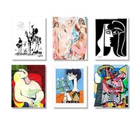 Thyrhntr Picasso Canvas Wall Art Set, 6PCS Abstract Canvas Painting, Black and White Printing Posters, Modern Colorful Home Office Decor 8x10in (Picasso)