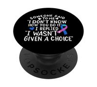 Thyroid Cancer Awareness Blue Pink Teal Ribbon Fighter Chemo PopSockets Adhesive PopGrip