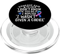 Thyroid Cancer Awareness Blue Pink Teal Ribbon Fighter Chemo PopSockets PopGrip for MagSafe