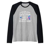 Thyroid Cancer Awareness Blue Pink Teal Ribbon Fighter Chemo Raglan Baseball Tee