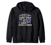 Thyroid Cancer Awareness Blue Pink Teal Ribbon Fighter Chemo Zip Hoodie