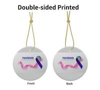 Thyroid Cancer Awareness Month Christmas Ornament Round Shape Ceramic Hanging Ornaments Xmas Tree Decoration Party Supplies