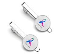 Thyroid Cancer Awareness Month Tie Clips for Men 2 Pcs Necktie Bar Pinch Clothing Accessories Suitable for Wedding Business Anniversary