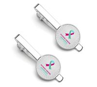 Thyroid Cancer Awareness Month Tie Clips for Men 2 Pcs Necktie Bar Pinch Clothing Accessories Suitable for Wedding Business Anniversary