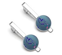 Thyroid Cancer Awareness Month Tie Clips for Men 2 Pcs Necktie Bar Pinch Clothing Accessories Suitable for Wedding Business Anniversary