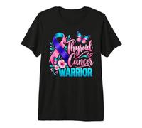 Thyroid Cancer Awareness Ribbon Butterfly Floral Premium T-Shirt
