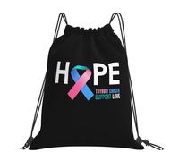 Thyroid Cancer Awareness Ribbon Women Men String Backpack Lightweight Swimming Bags Adjustable Pe Bag For Holidays Beach Football